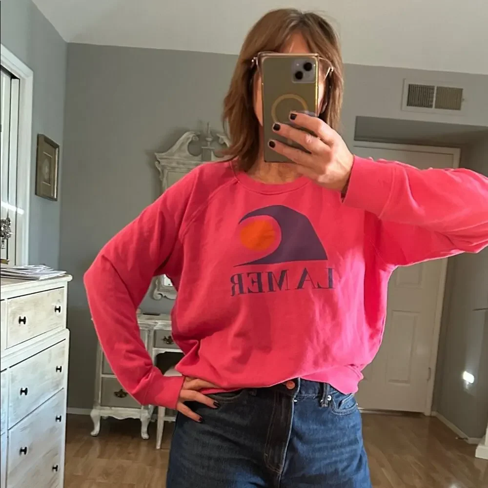 Anthropologie- Sundry La Mer Hot Pink Graphic Crewneck Sweatshirt - Picture 3 of 8